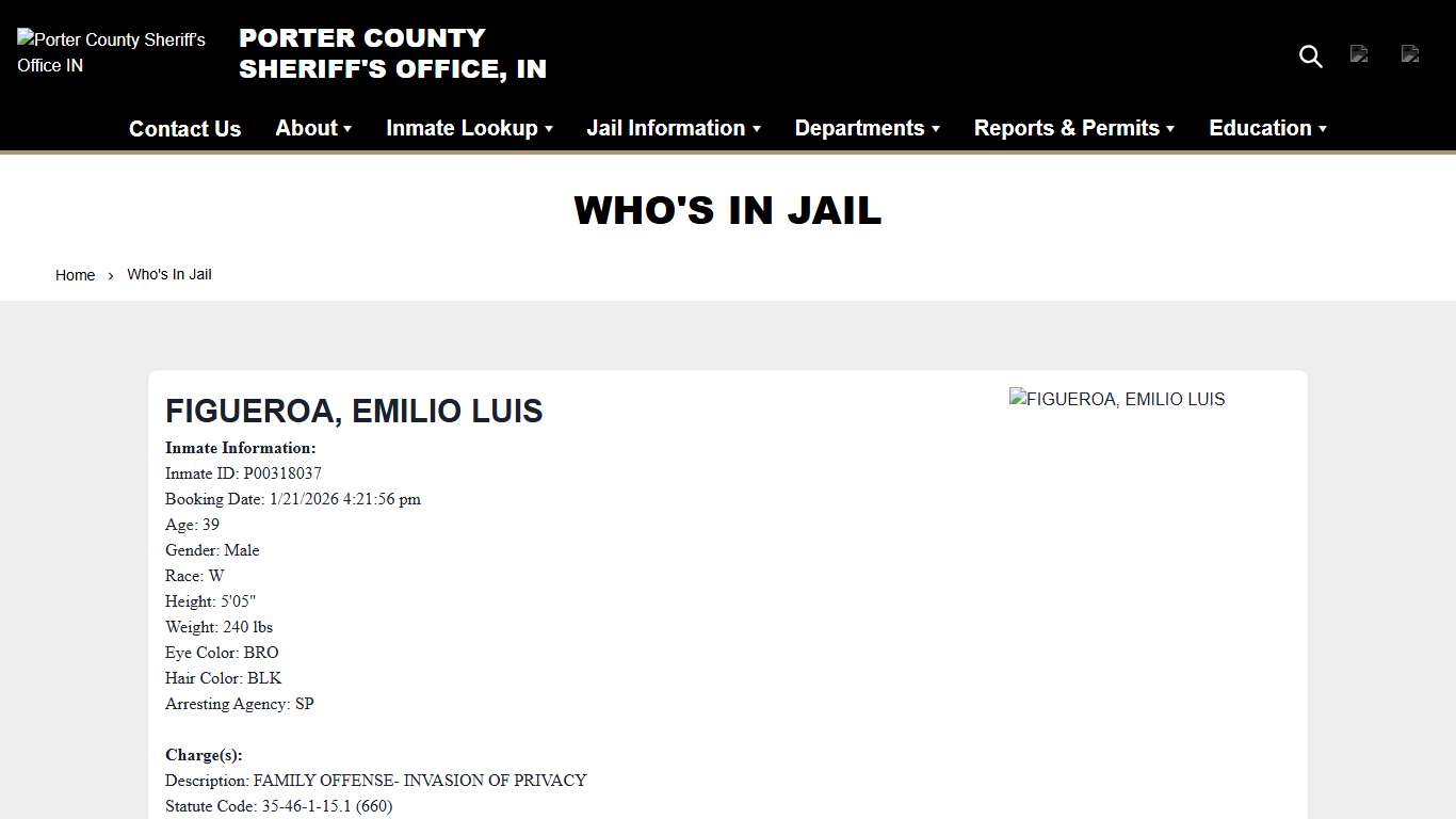 Who's In Jail | Porter County Sheriff’s Office IN